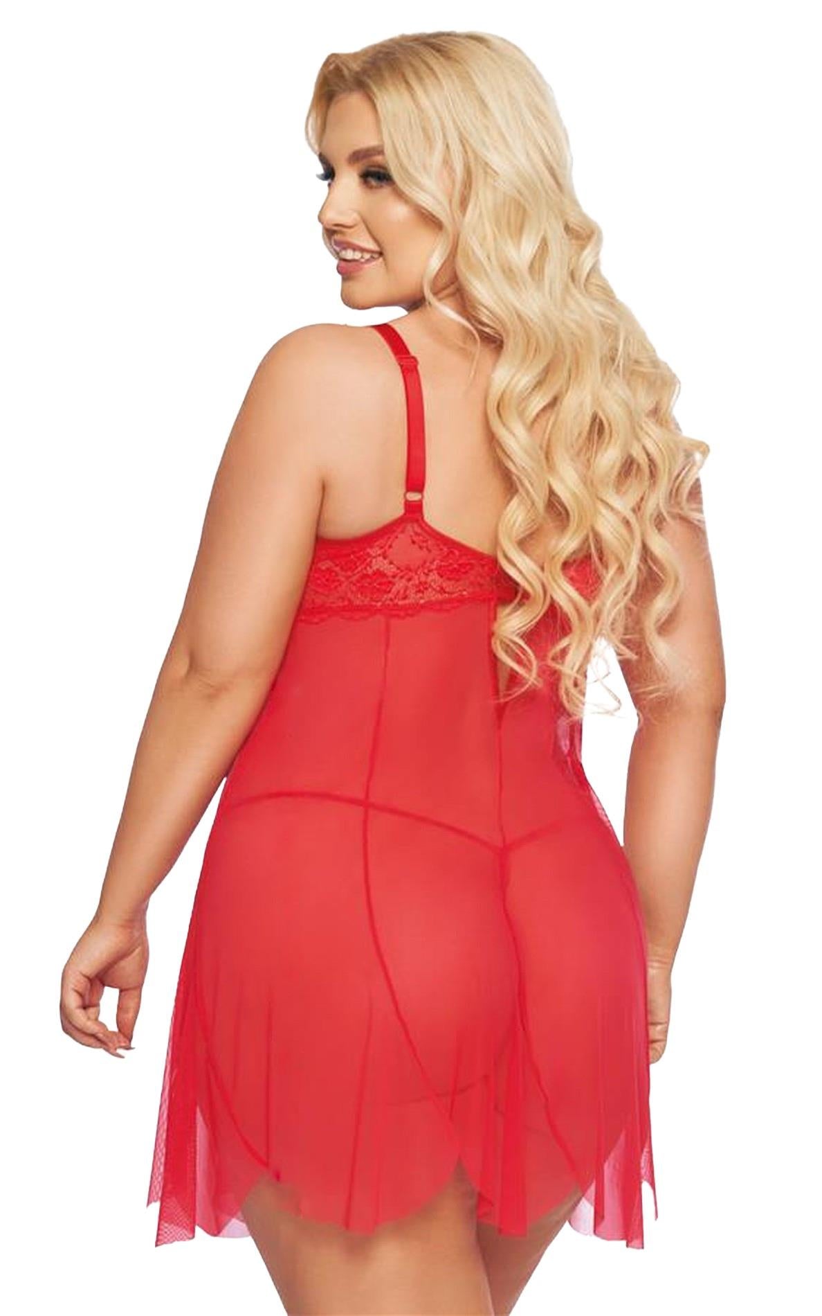 1-Koszulka babydoll Carla czerwona 3XL SoftLine Collection-1