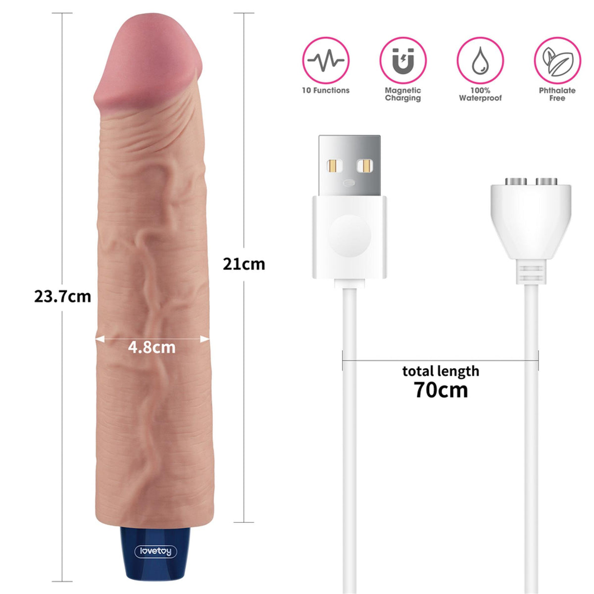 4-9.5" REAL SOFTEE Rechargeable TPE Vibrating Dildo(Flesh)-4