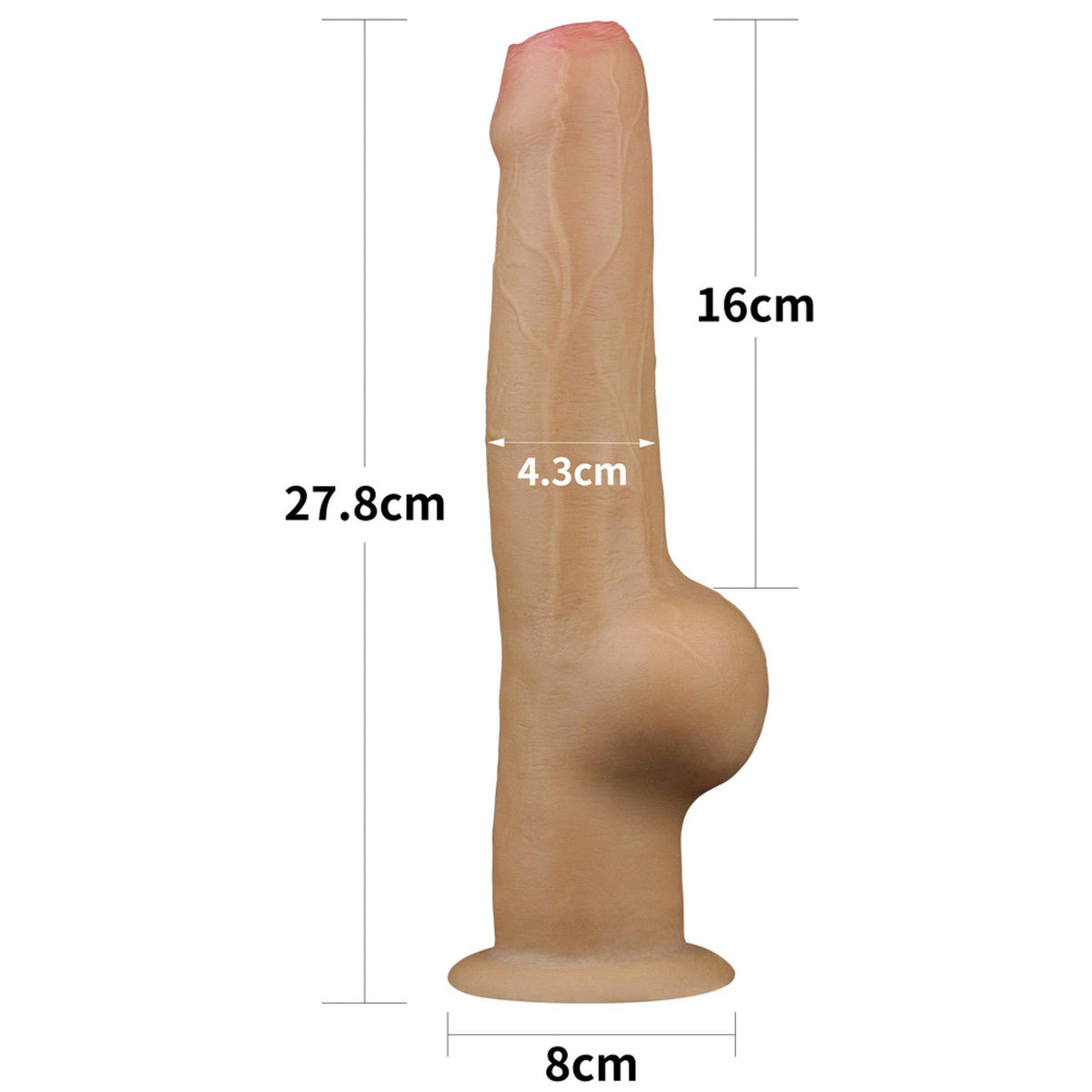 3-Dildo realistyczne dwuwarstwowe silikonowe Lovetoy z uchwytem 28 cm-3