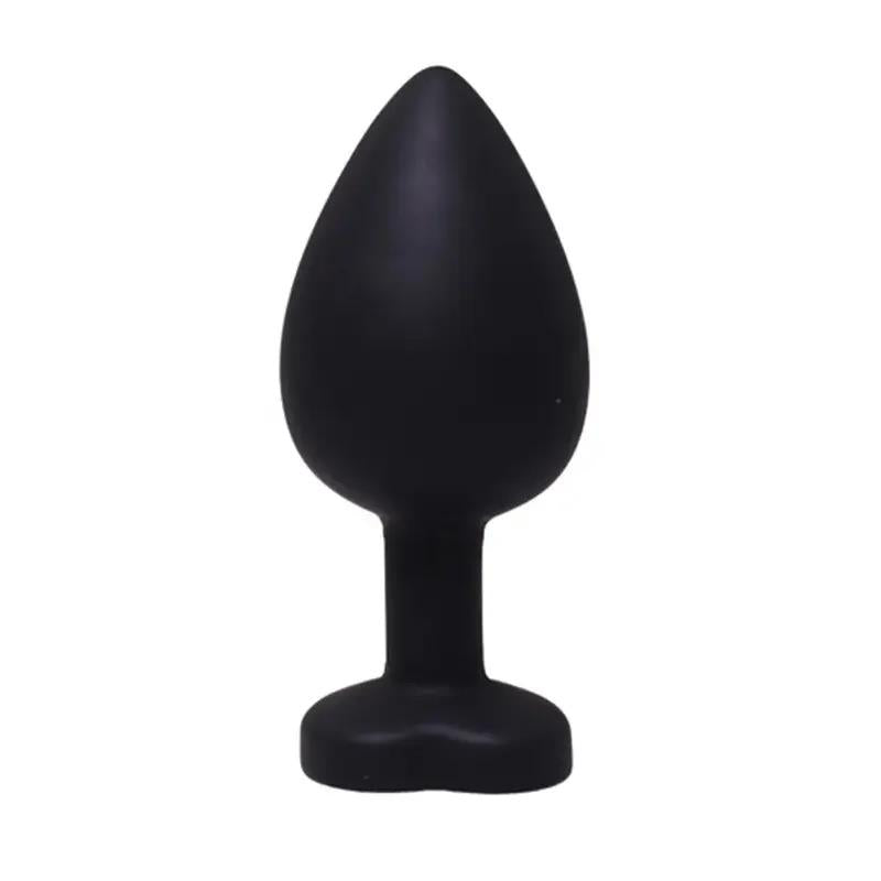 2-Silikonowy korek analny Fantasy czarny z sercem i diamentem 8 cm-2