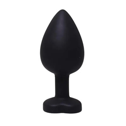 2-Silikonowy korek analny Fantasy czarny z sercem i diamentem 8 cm-2