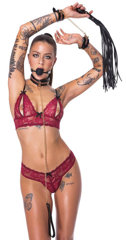 1-Zestaw bondage Bad Kitty 6 częściowy czarny ze złotymi akcentami-1