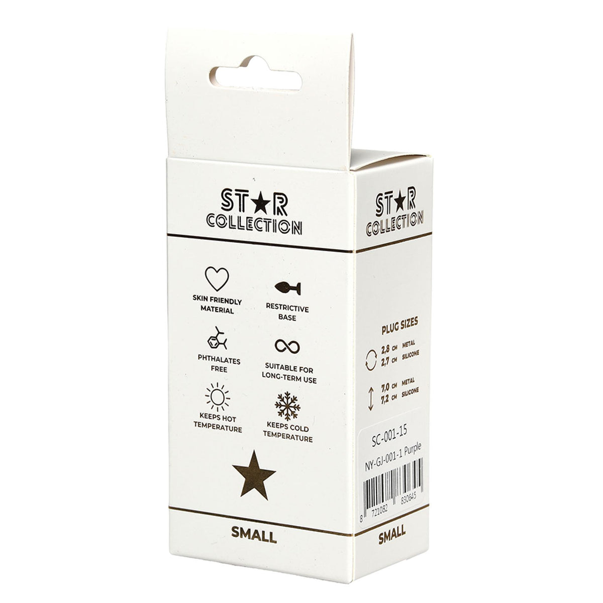1-Korek analny silikonowy Star Collection fioletowy S z różowym kamieniem 7cm-1