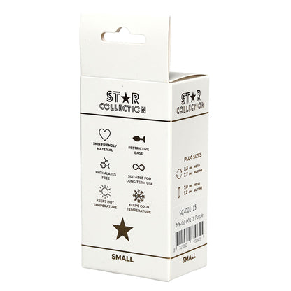 1-Korek analny silikonowy Star Collection fioletowy S z różowym kamieniem 7cm-1
