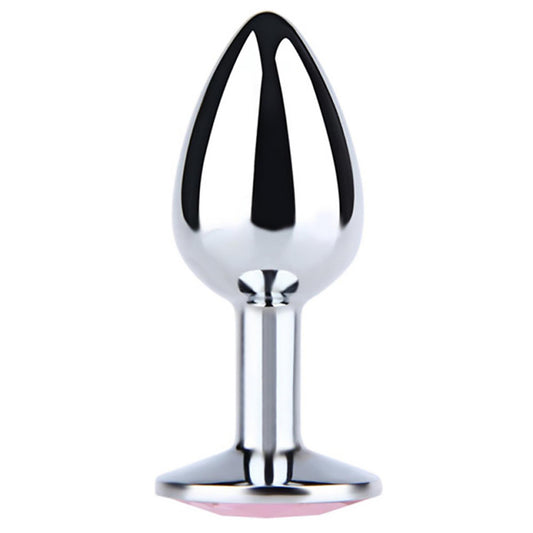 1-Duży srebrny korek analny z różowym diamentem Fantasy 9 cm-1