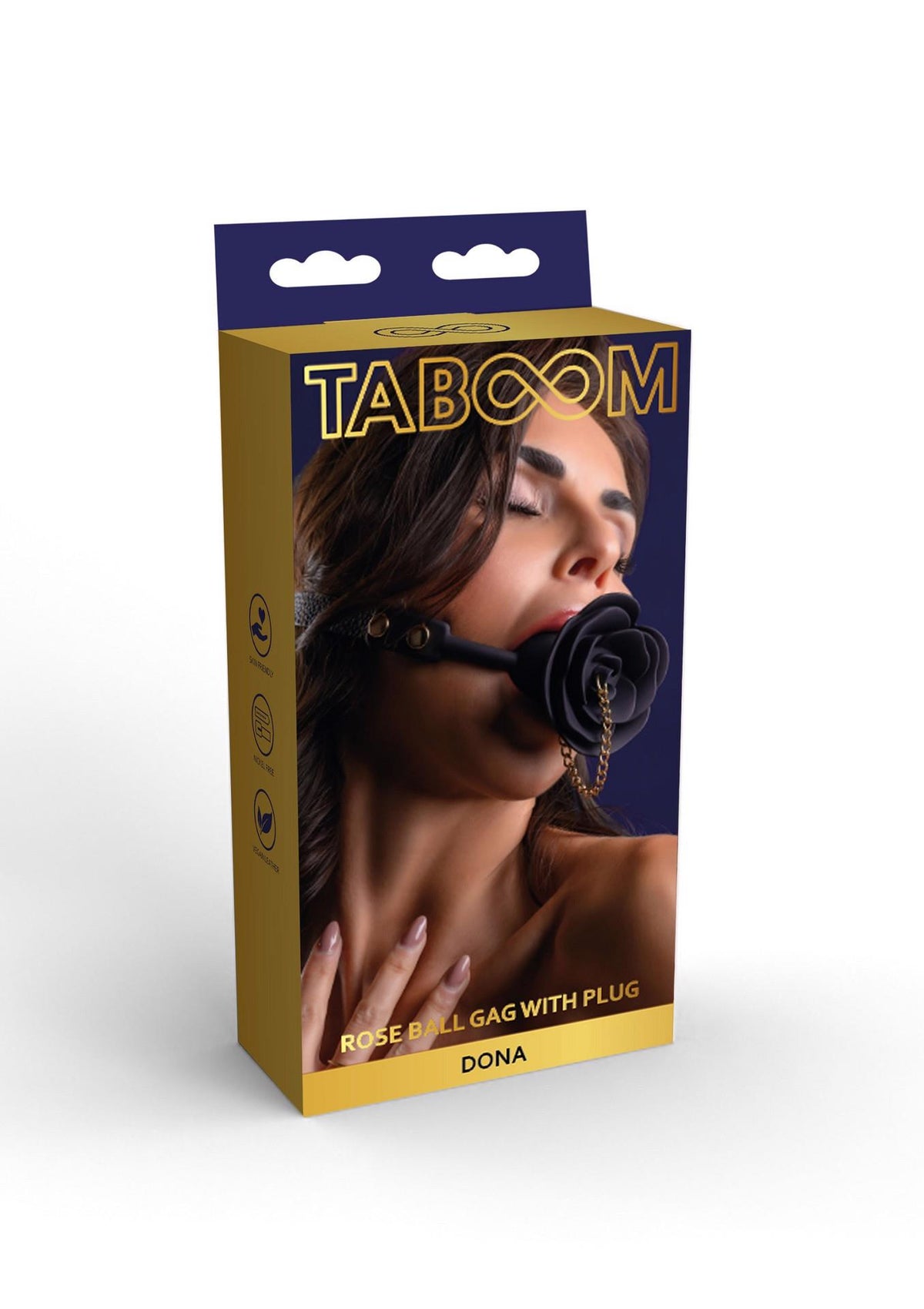 2-Knebel kulkowy Rose z plugiem Taboom czarny-2
