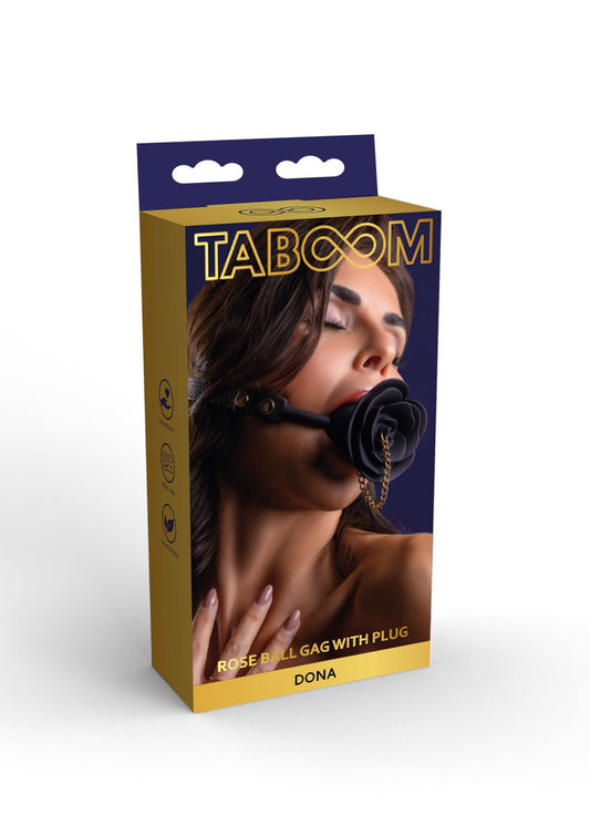 2-Knebel kulkowy Rose z plugiem Taboom czarny-2