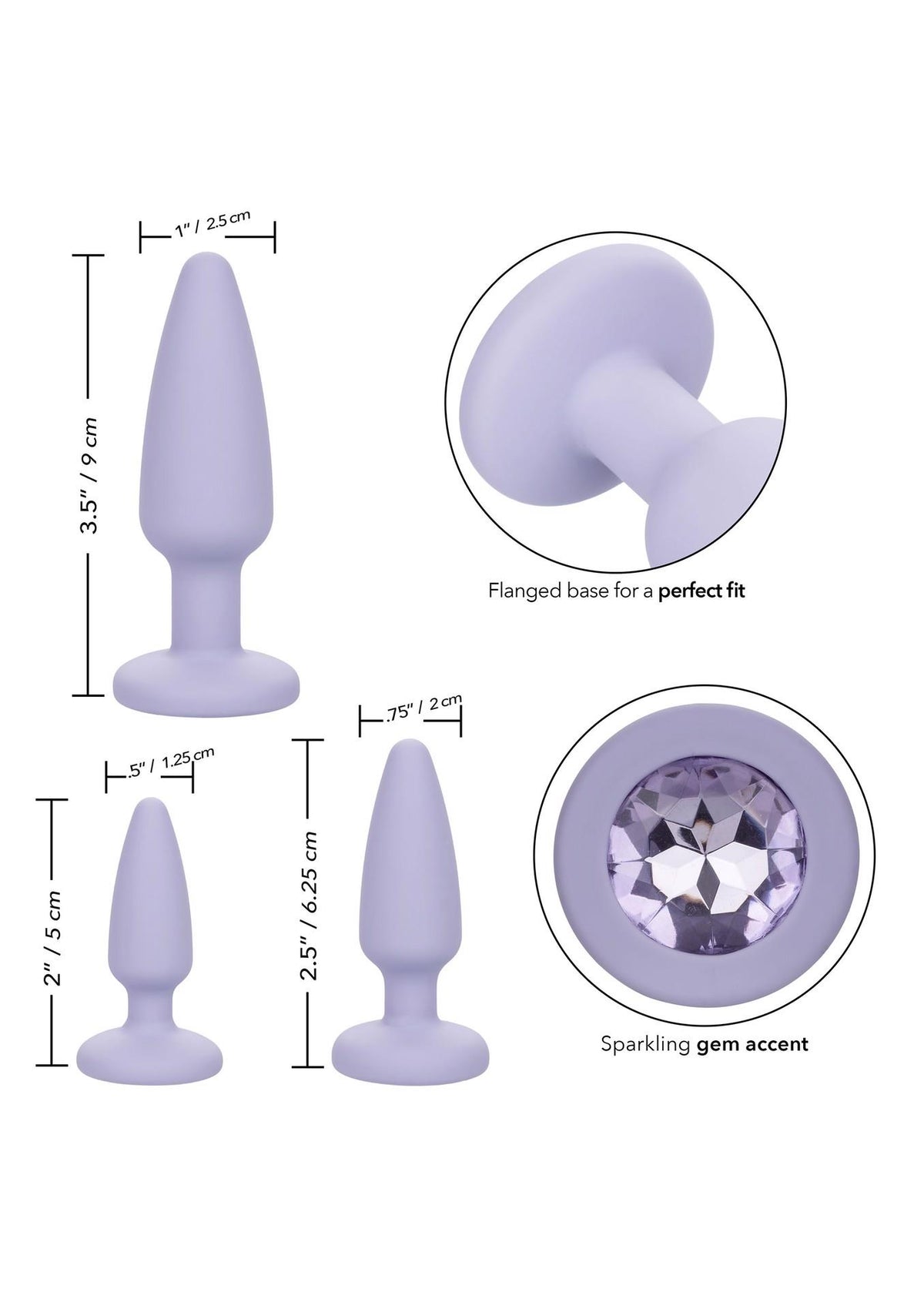 5-Zestaw korków analnych Crystal Booty Calexotics fioletowy-5