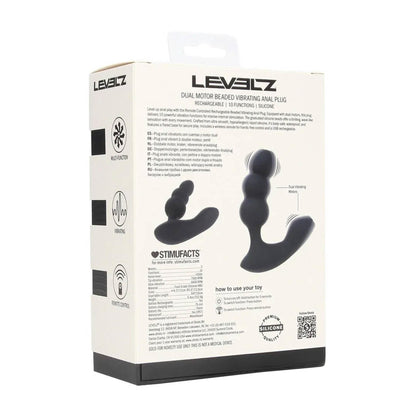 3-Korek analny wibrujący koralikowy Levelz zdalny czarny 14 cm USB-3