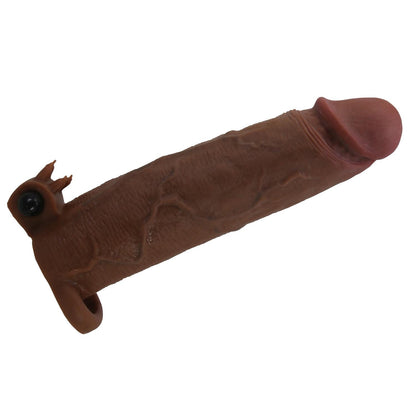 4-Wibrująca przedłużka na penisa Pretty Love Xerxes 22 cm ciemnobrązowa-4