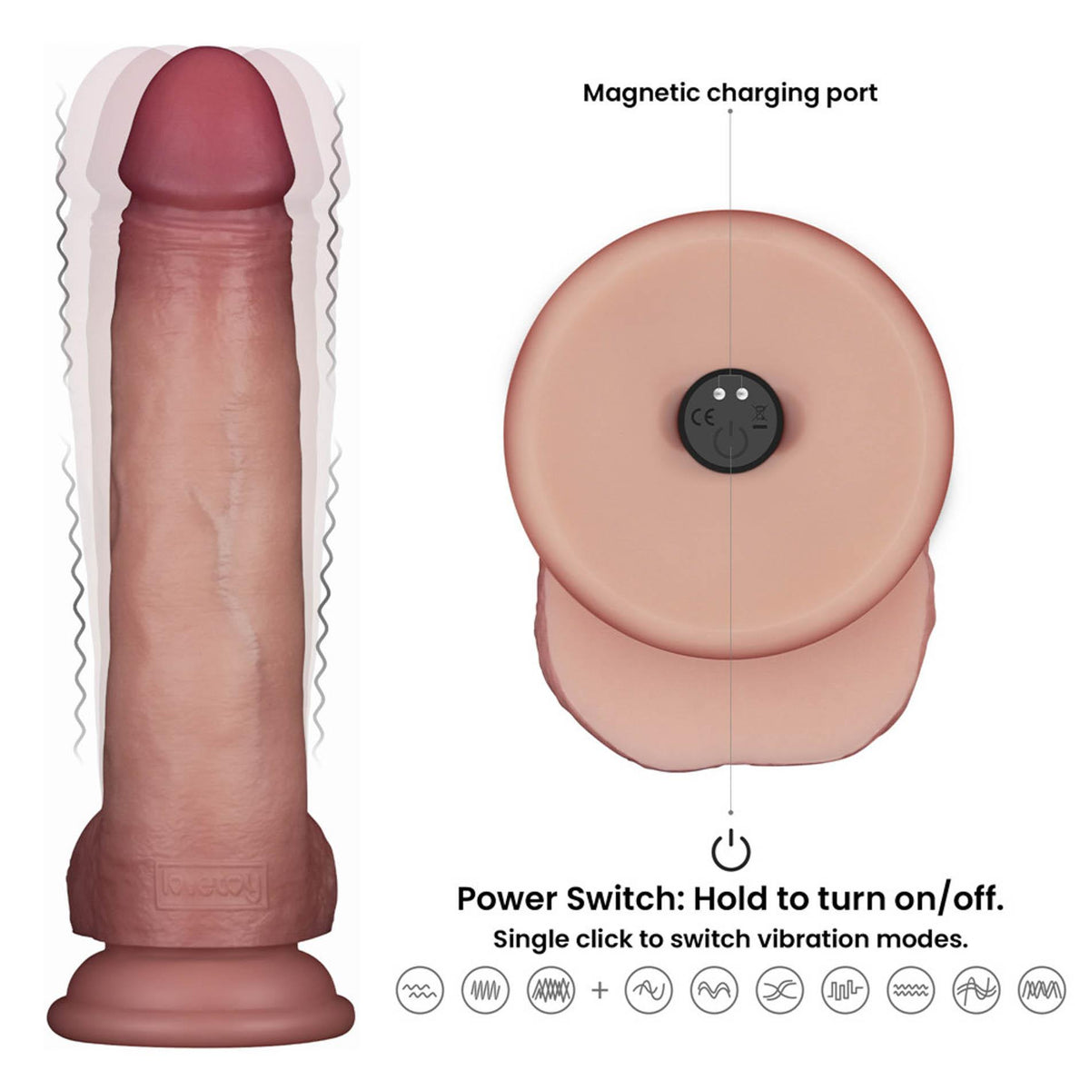 2-8.5" Vibrating Sliding Skin Pro II Dual Layer Silicone Dong-2