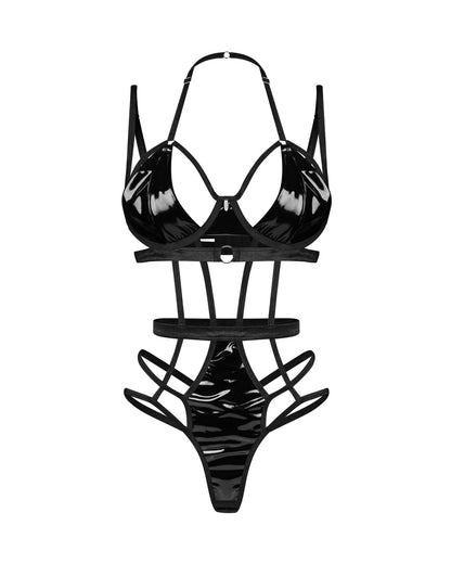 2-Body erotyczne wet look Obsessive Keira Lise czarne L/XL-2