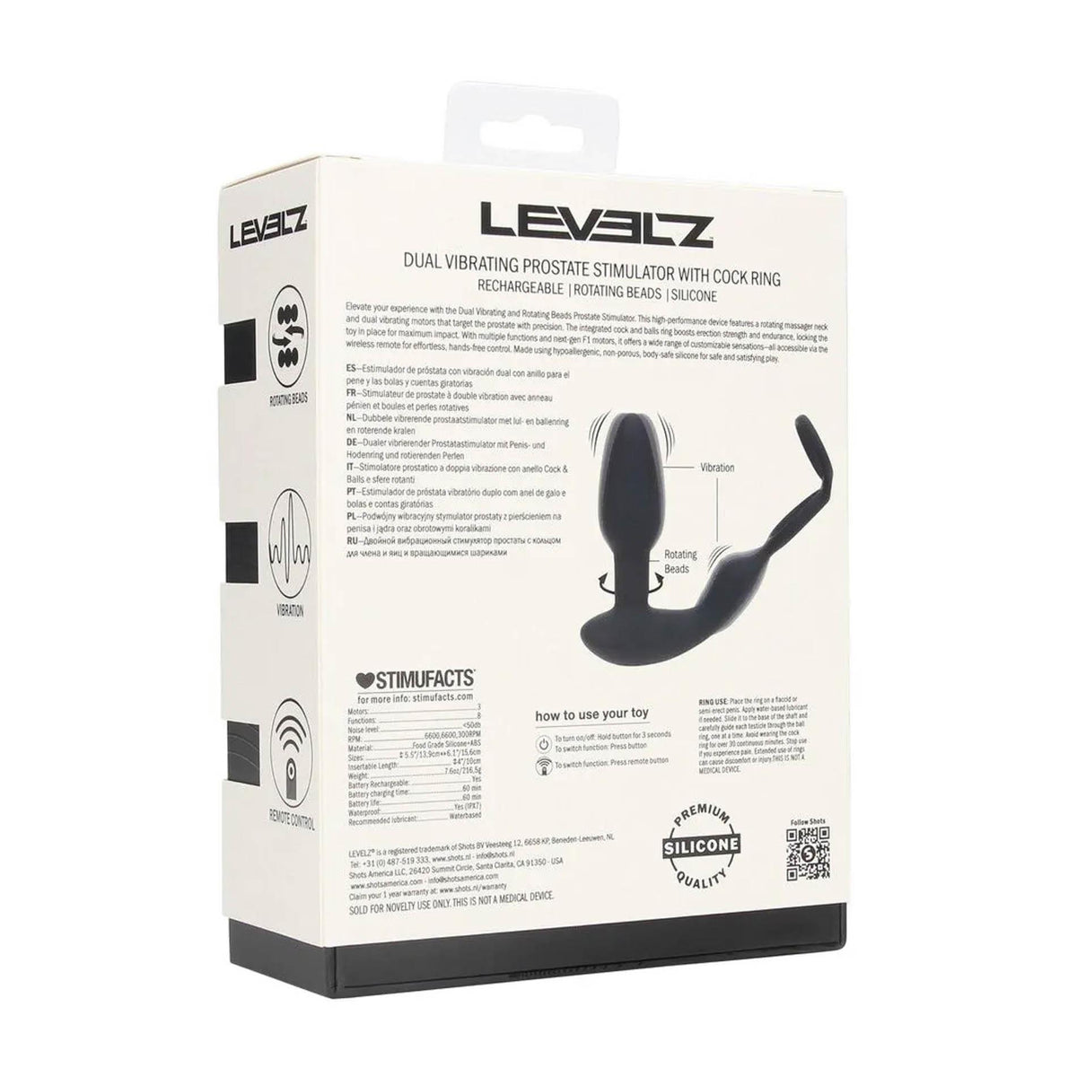 5-Masażer prostaty Levelz silikonowy z rotującymi koralikami i pilotem 17 cm-5