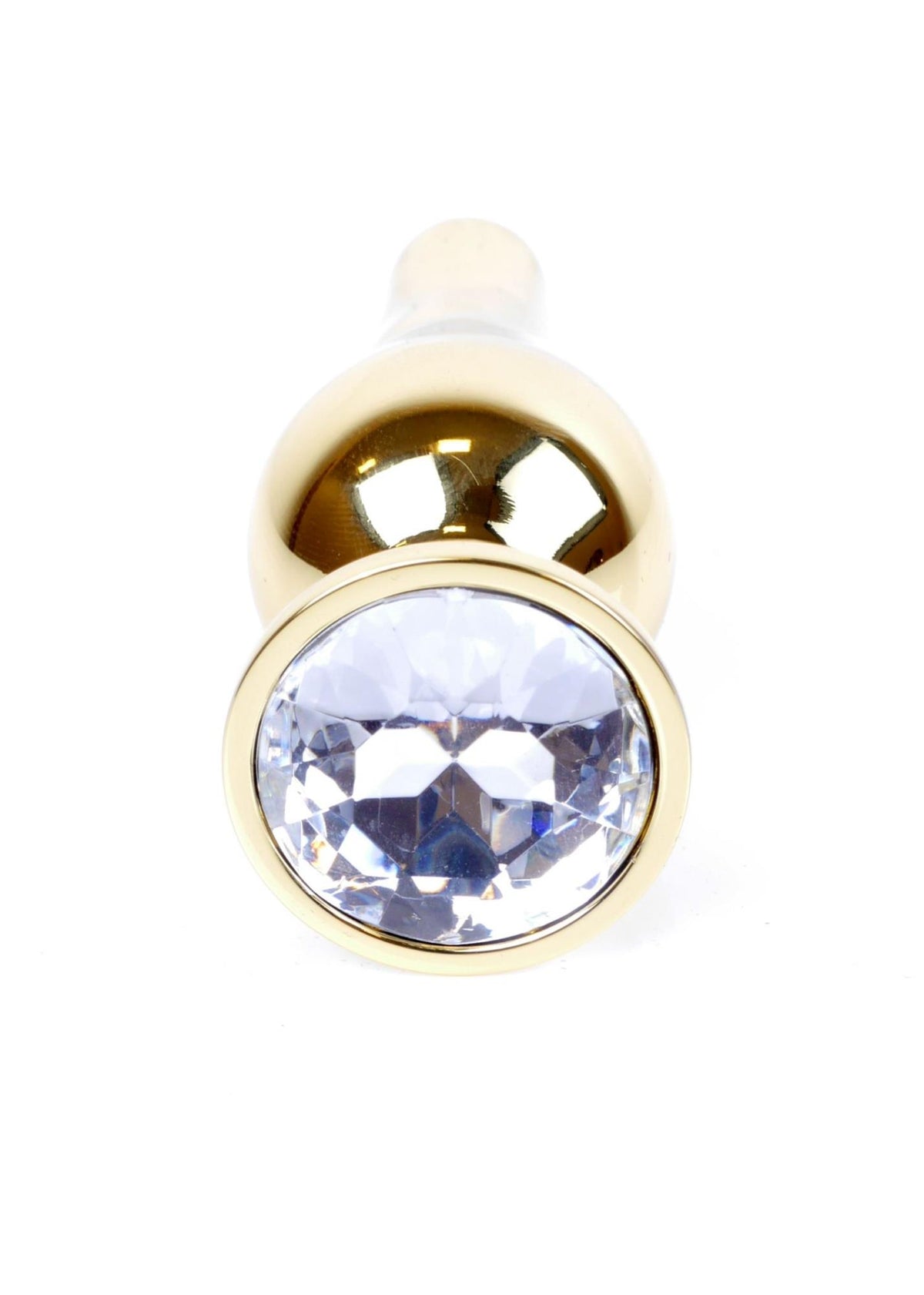 2-Korek analny stalowy złoty z diamencikiem MyLove Toys 9.5 cm-2