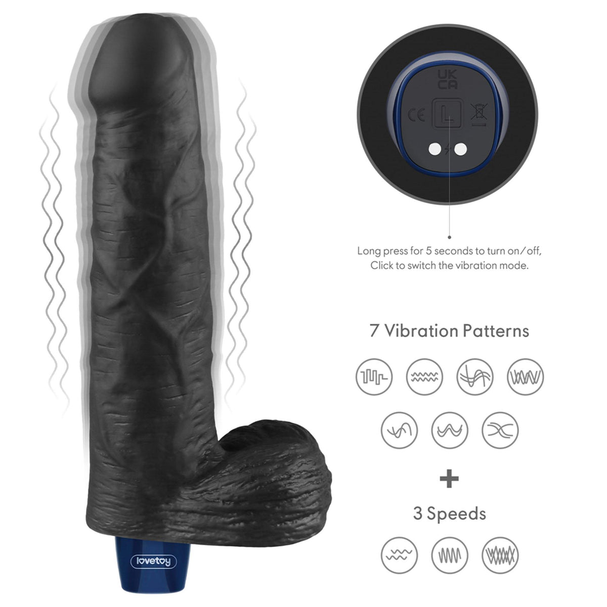 3-Realistyczne dildo wibrujące Lovetoy Real Softee czarne USB 23 cm-3