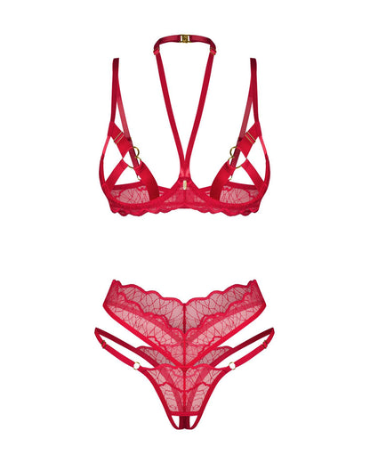 3-Komplet bielizny Obsessive Cupide Desir otwarty czerwony S/M-3