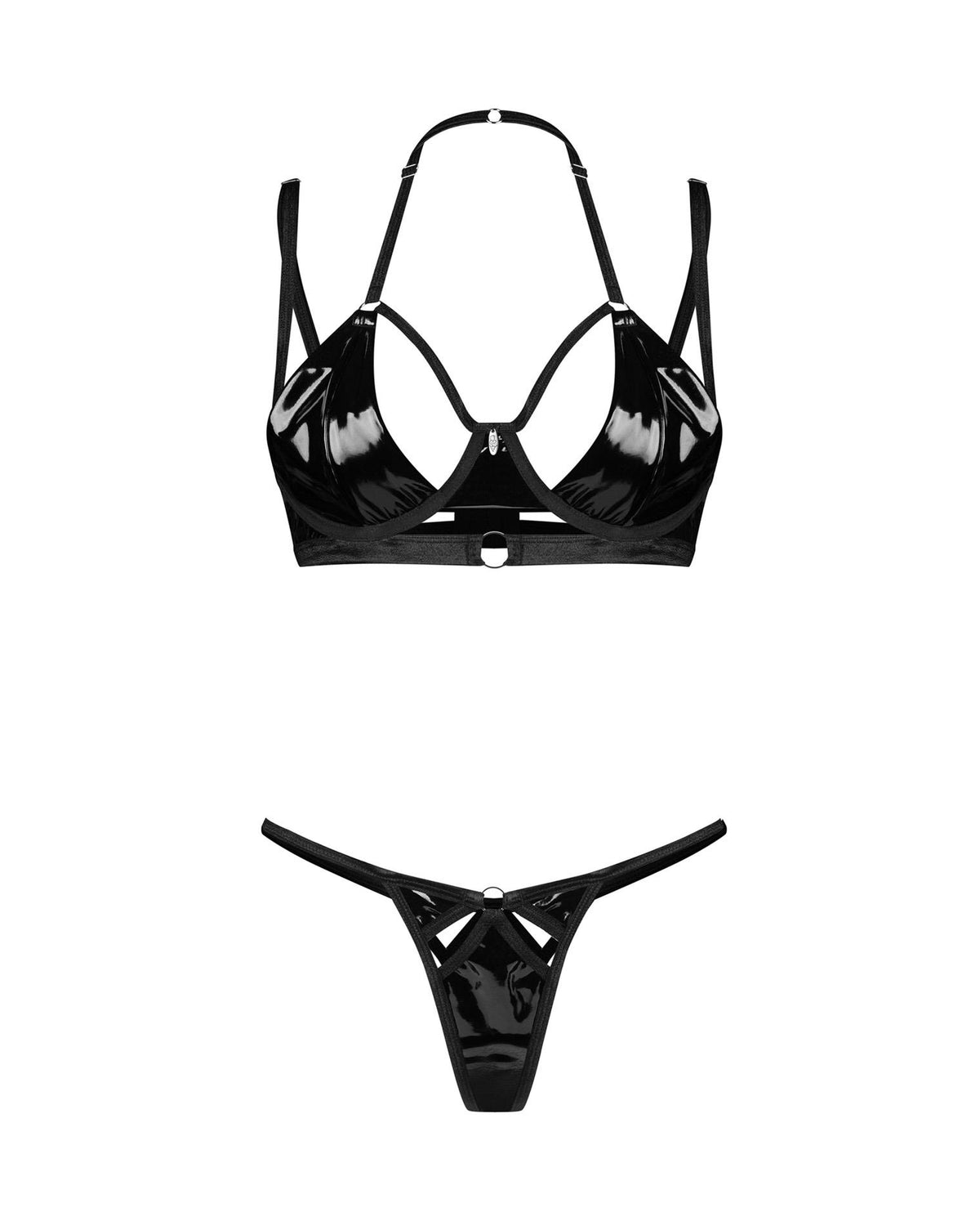 5-Komplet bielizny Keira Lise Obsessive czarny z połyskiem L/XL-5