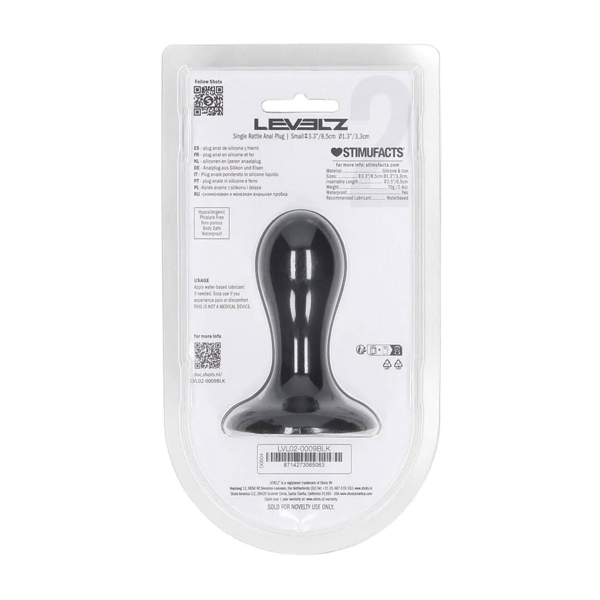 4-Korek analny z grzechotką Levelz silikonowy S czarny 8,5 cm-4