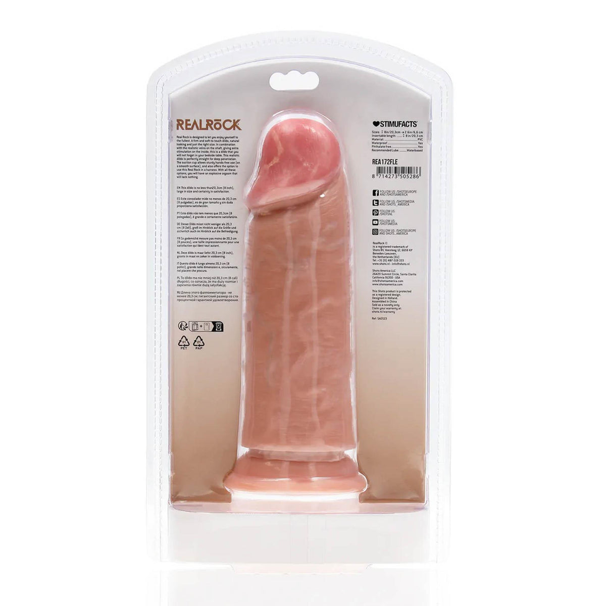 4-Dildo realistyczne grube proste bez jąder RealRock 20 cm cieliste-4