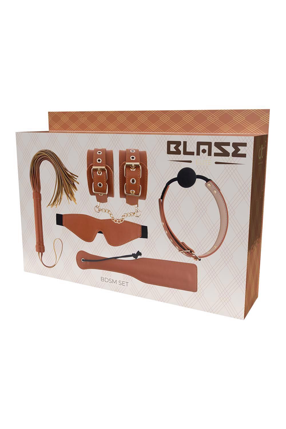 3-Zestaw BDSM Blaze Elite Dream Toys cognac ze skóry wegańskiej-3