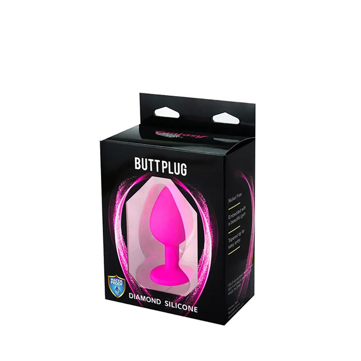 2-Różowy silikonowy korek analny Fantasy średni z białym kryształem 8 cm-2
