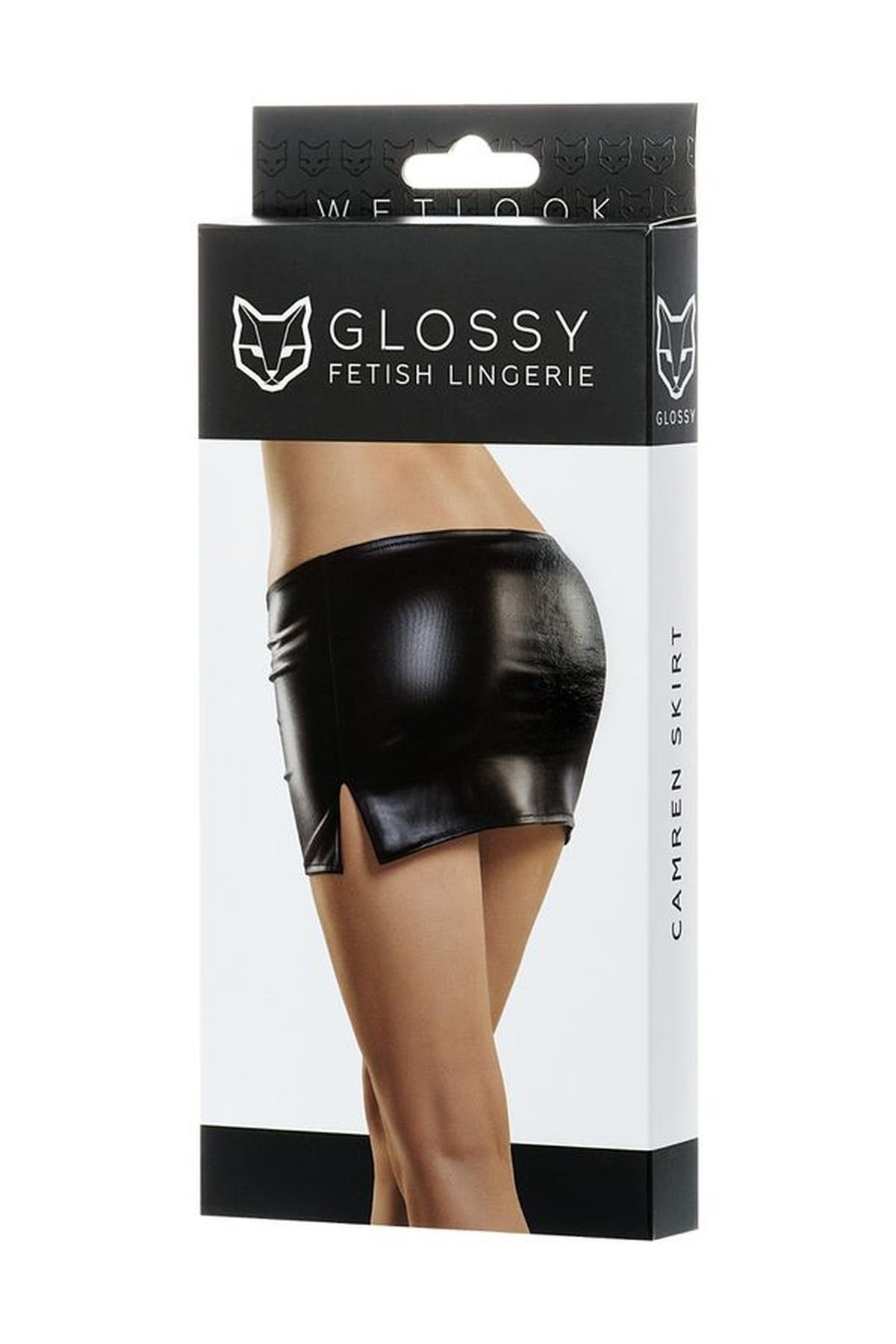 1-Błyszcząca mini spódniczka Wetlook Glossy CAMREN czarna M-1