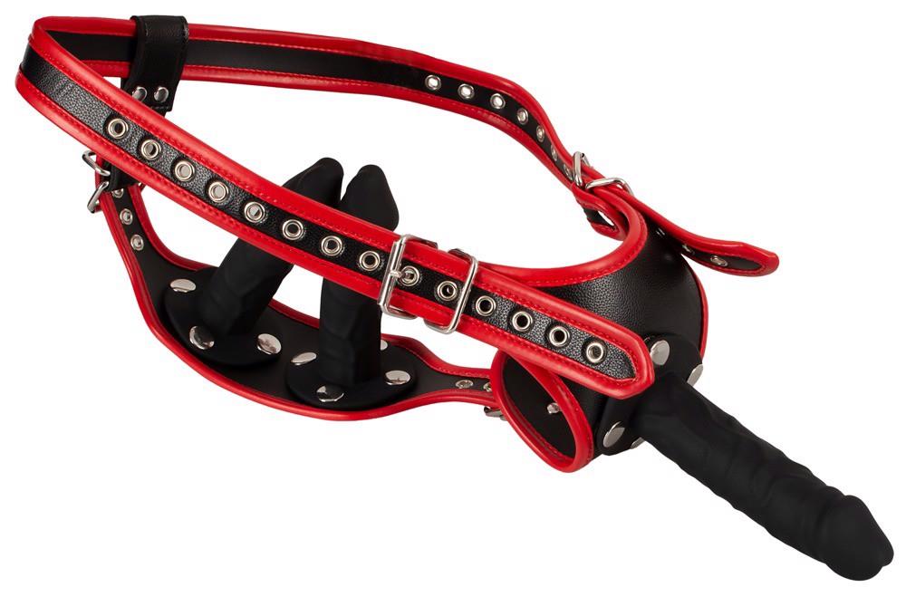 6-Strap on Bad Kitty z trzema dildo silikonowymi S/M-6