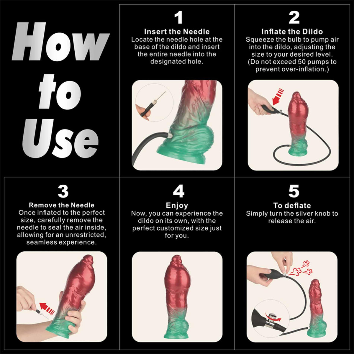 3-10'' Dual Density Silicone Inflatable Dildo-3