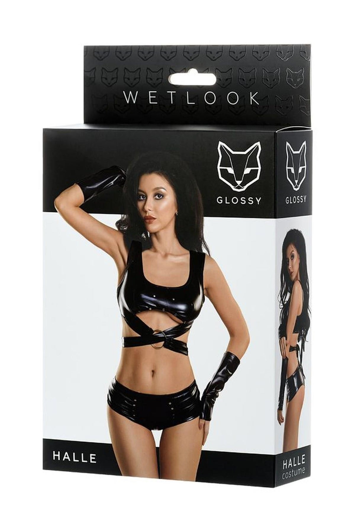 2-Błyszczący komplet Wetlook Glossy Halle czarny XL-2
