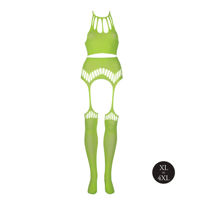1-Neonowy komplet Ouch! UV crop top i pończochy XL XXXXL-1
