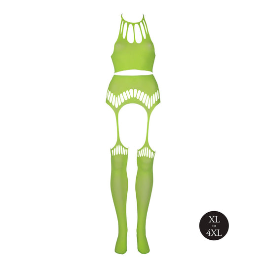1-Neonowy komplet Ouch! UV crop top i pończochy XL XXXXL-1