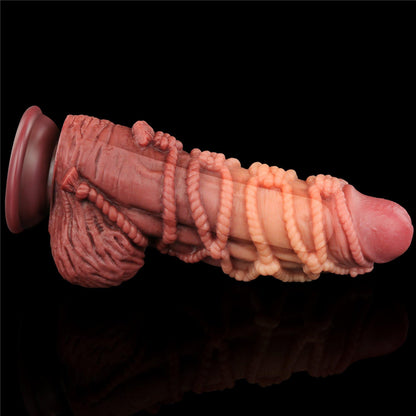 2-9.5'' Dual layered Platinum Silicone Cock with Rope-2