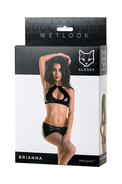 2-Komplet Wetlook Brianna Glossy czarny L-2