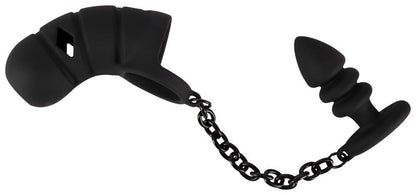 4-Klatka na penisa z plugiem analnym Black Velvets silikonowa-4