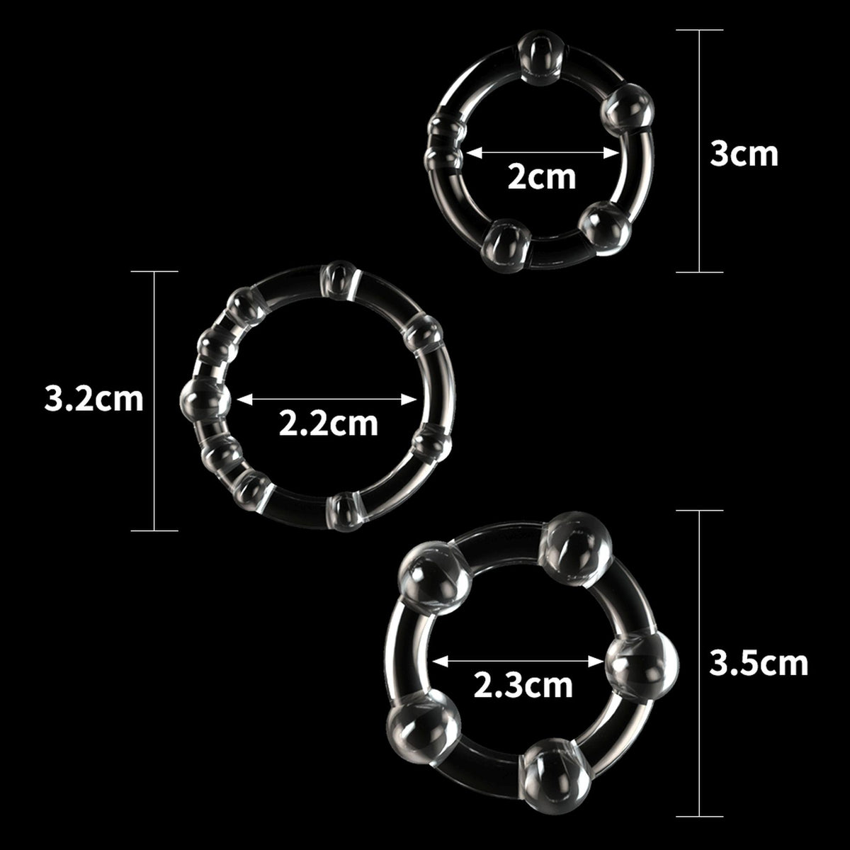 6-Power Plus Triple Beaded Ring Set-6