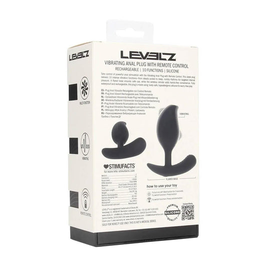 1-Korek analny wibrujący Levelz silikonowy z pilotem 10,6 cm czarny-1