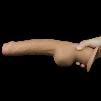 2-Dildo realistyczne dwuwarstwowe silikonowe Lovetoy z uchwytem 28 cm-2