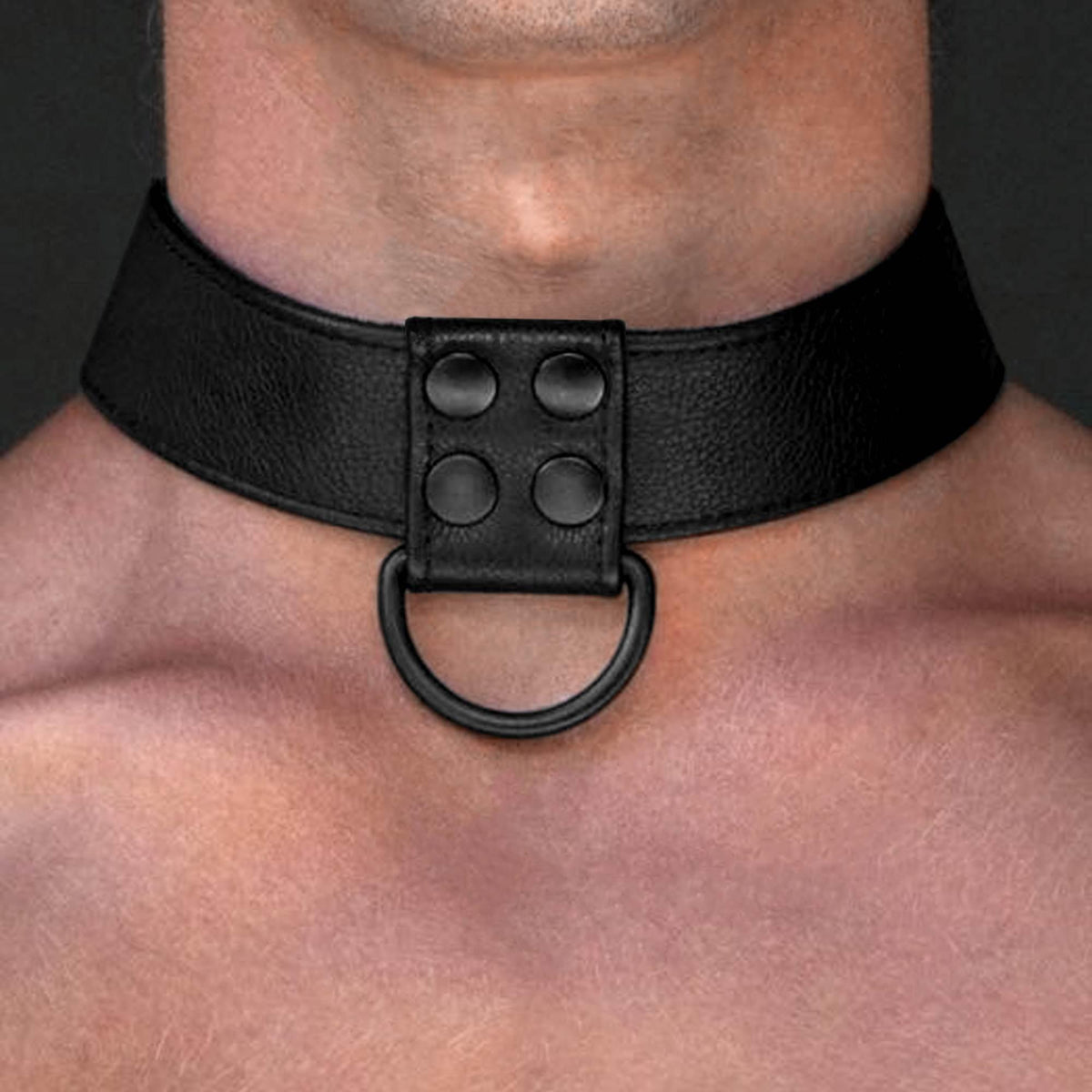 2-Bondage Fetish Black Matt Collar With Leash-2