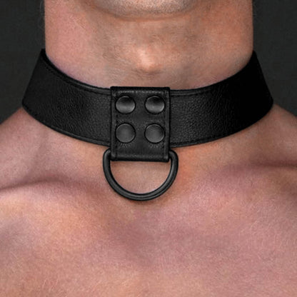 2-Bondage Fetish Black Matt Collar With Leash-2