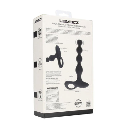 1-Wibrujący koralikowy korek analny silikonowy Levelz czarny 20 cm-1