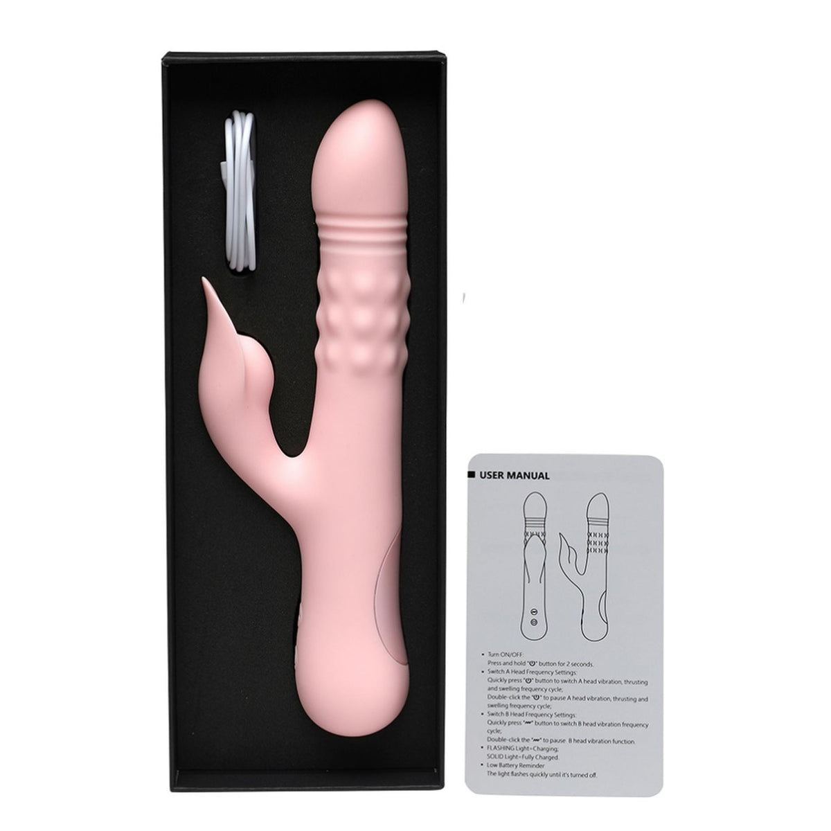 4-Wibrator króliczek INTY Toys Flirt różowy silikonowy USB 24 cm wodoodporny-4