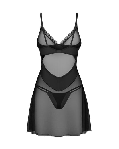 2-Koszulka nocna Stelisa Obsessive czarna z stringami S/M-2