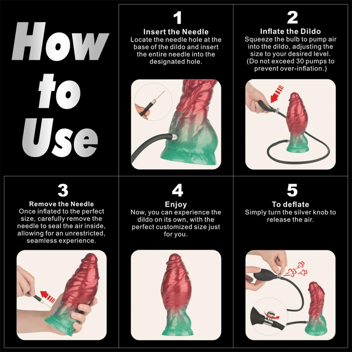 3-7.5'' Dual Density Silicone Inflatable Dildo-3