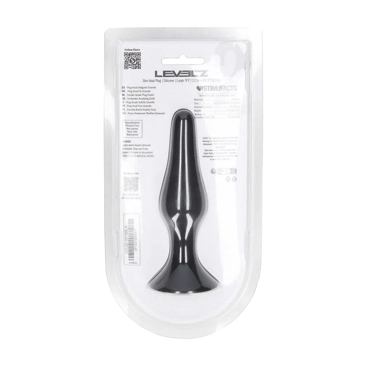 1-Smukły silikonowy korek analny Levelz L czarny 12,5 cm-1