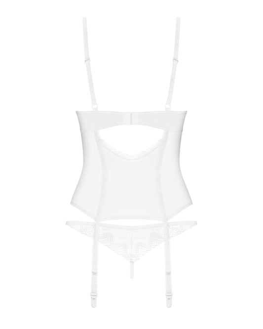 1-Transparentny koronkowy gorset i stringi Obsessive Alissium biały XL/2XL-1