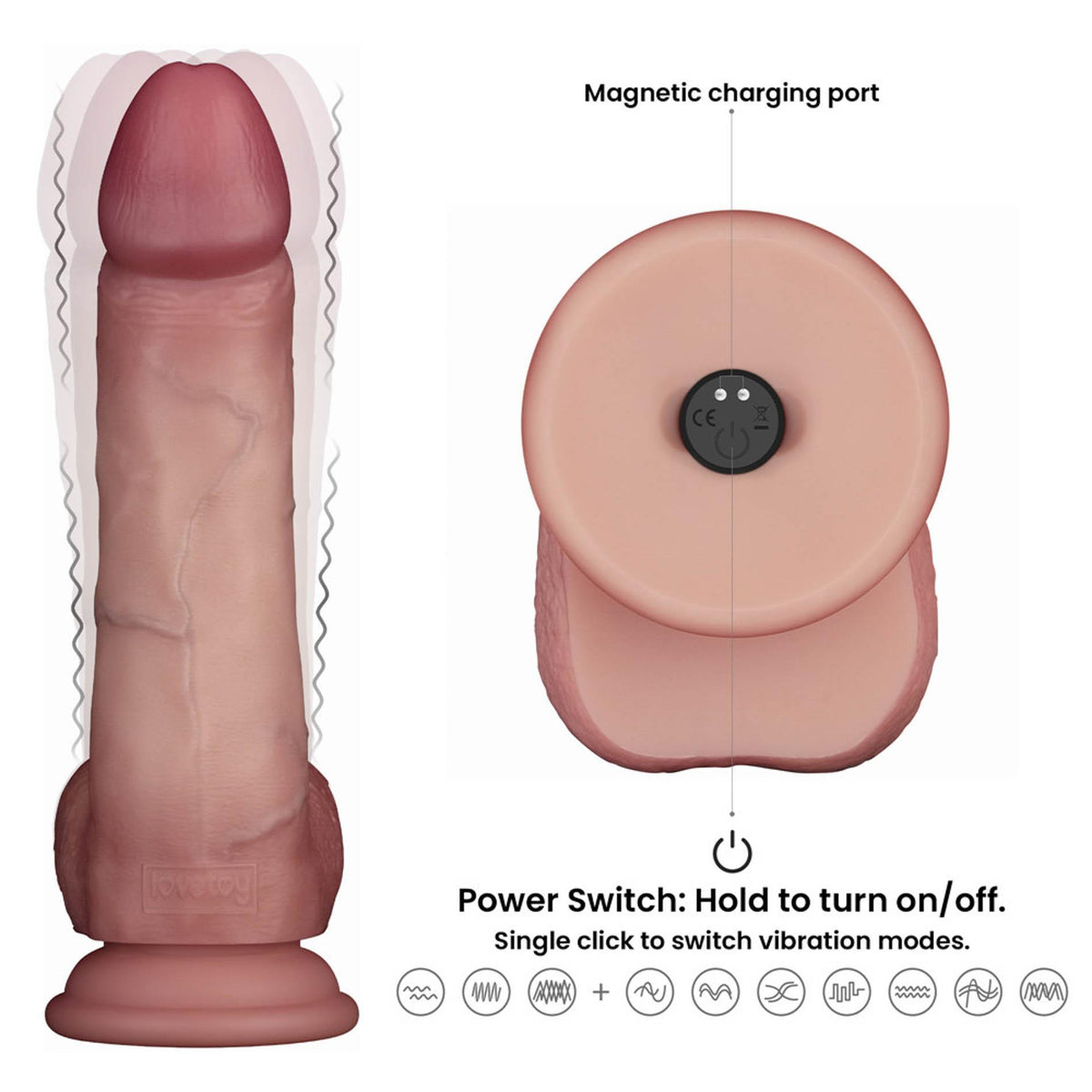 1-8" Vibrating Sliding Skin Pro II Dual Layer Silicone Dong-1