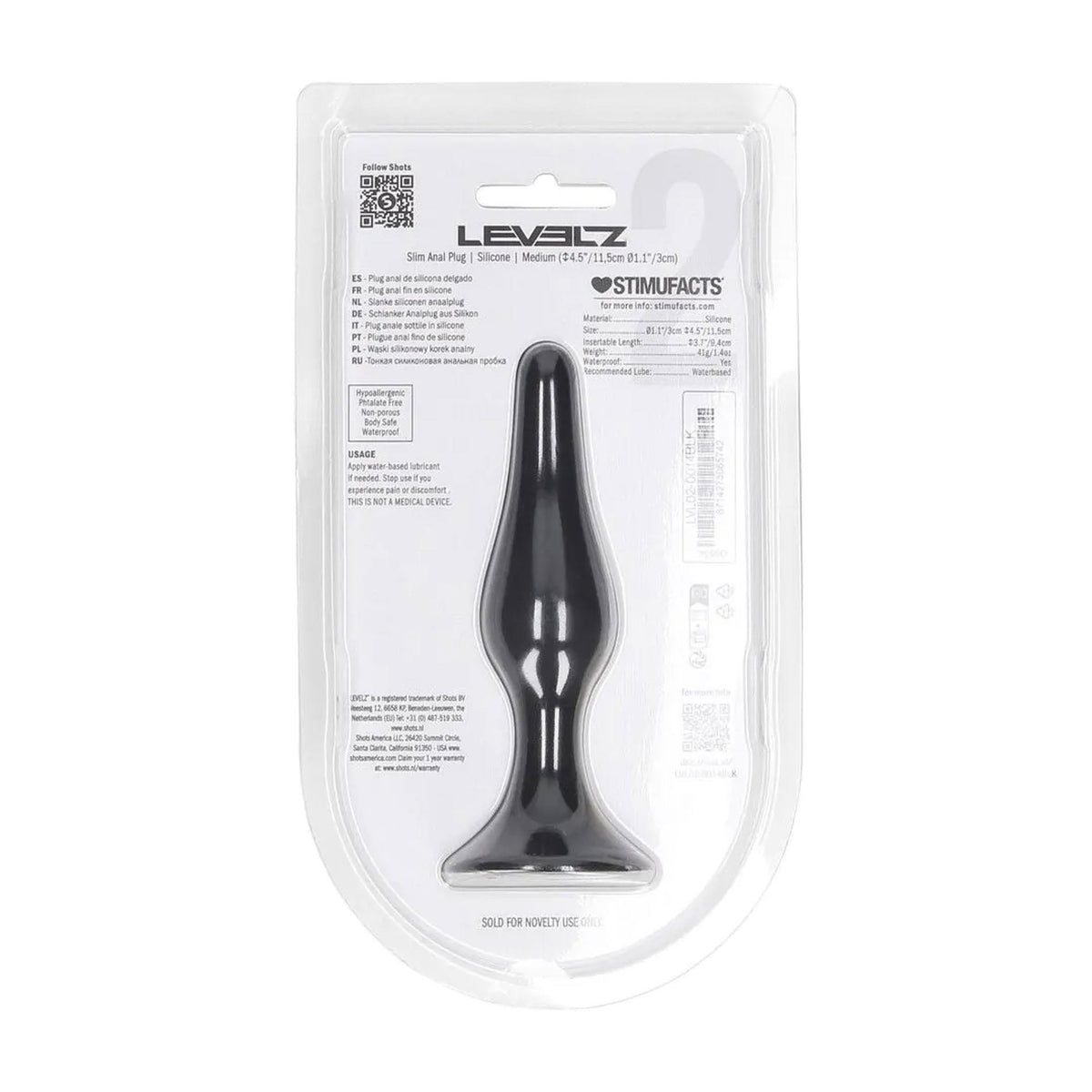 4-Smukły silikonowy korek analny Levelz M czarny 11,5 cm-4