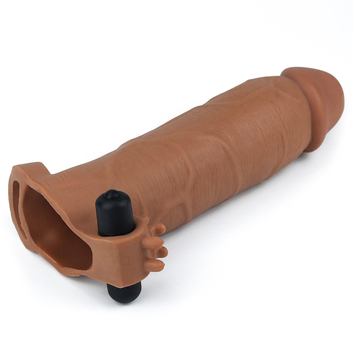 2-Add 3" Pleasure X Tender Vibrating Penis Sleeve Brown-2