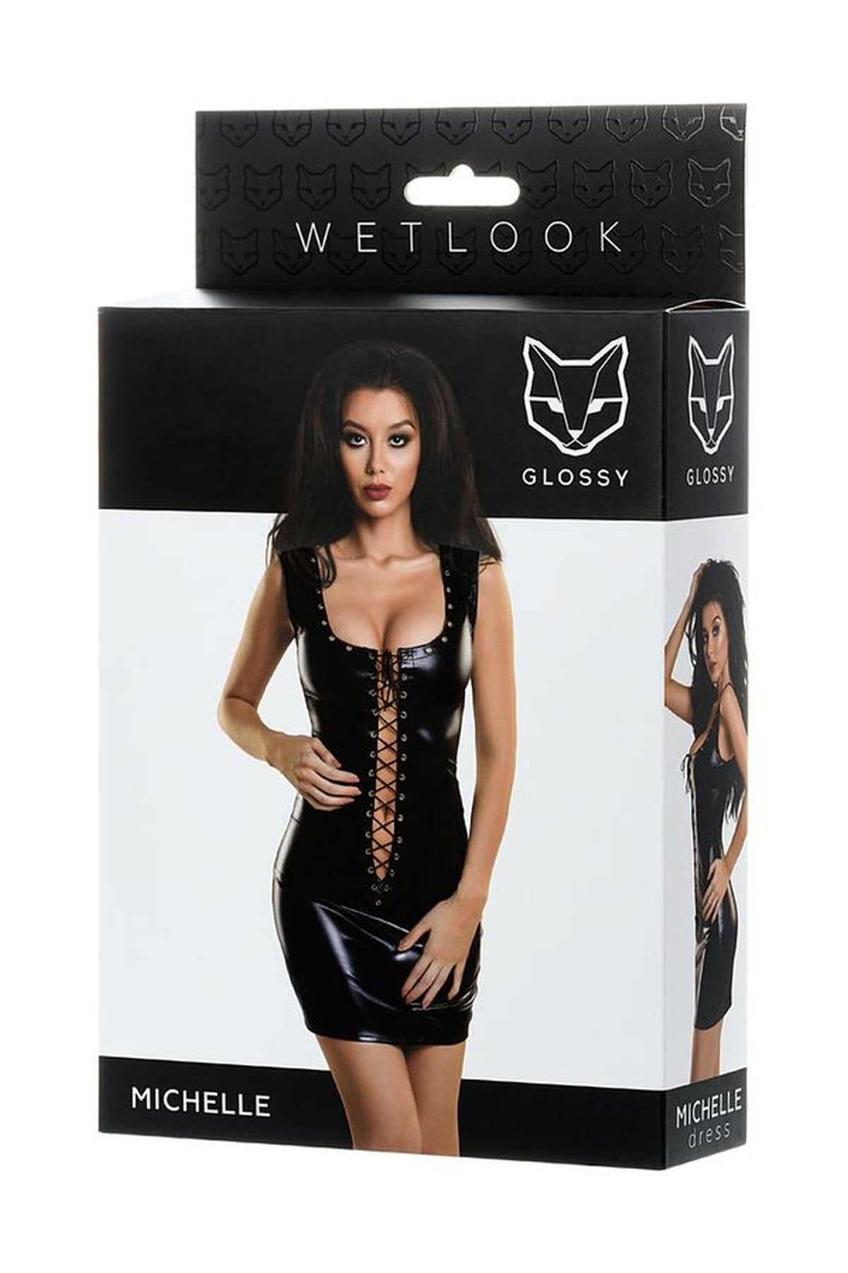 2-Błyszcząca sukienka wetlook Glossy Michelle czarna L-2