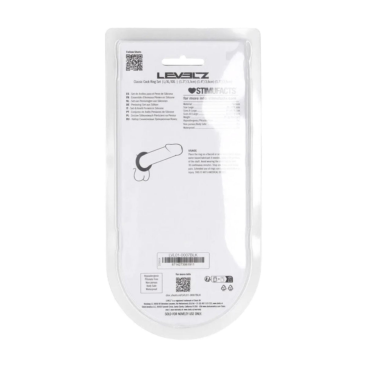 6-Zestaw 3 silikonowych pierścieni erekcyjnych Levelz L XL XXL czarny-6